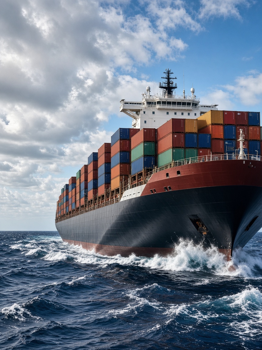 Container vessel at sea